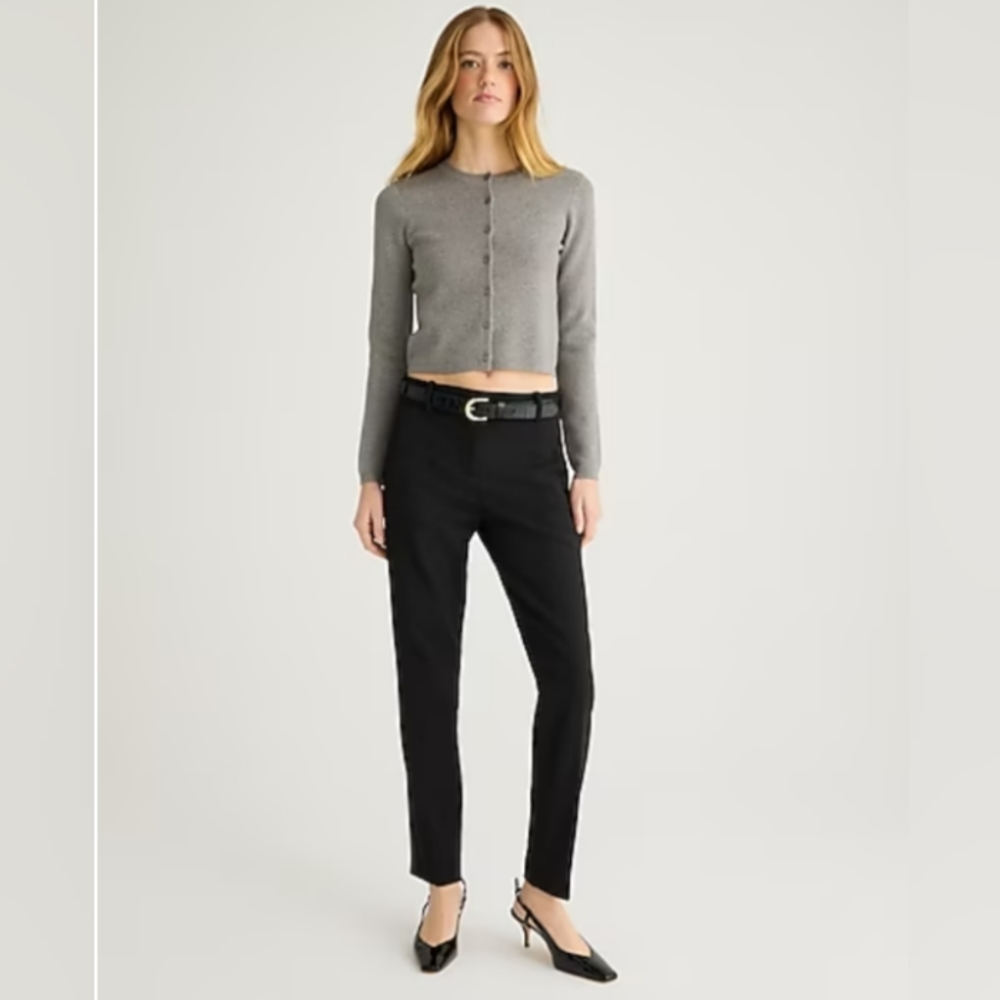 J Crew Cameron Slim Cropped Black Pleated Pant Size 6 Classic Office Business